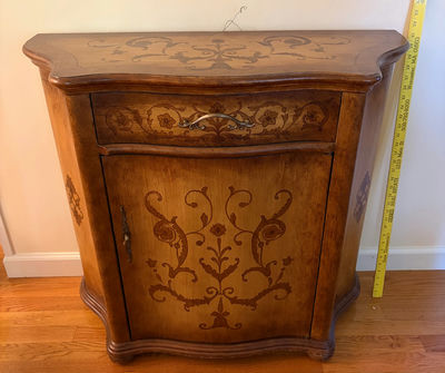 Vintage Wooden Cabinet with Floral Motif - Image 1 of 5