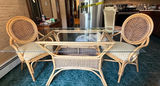 Wicker Table and 2 Chairs with Glass Top - thumbnail 1 of 3