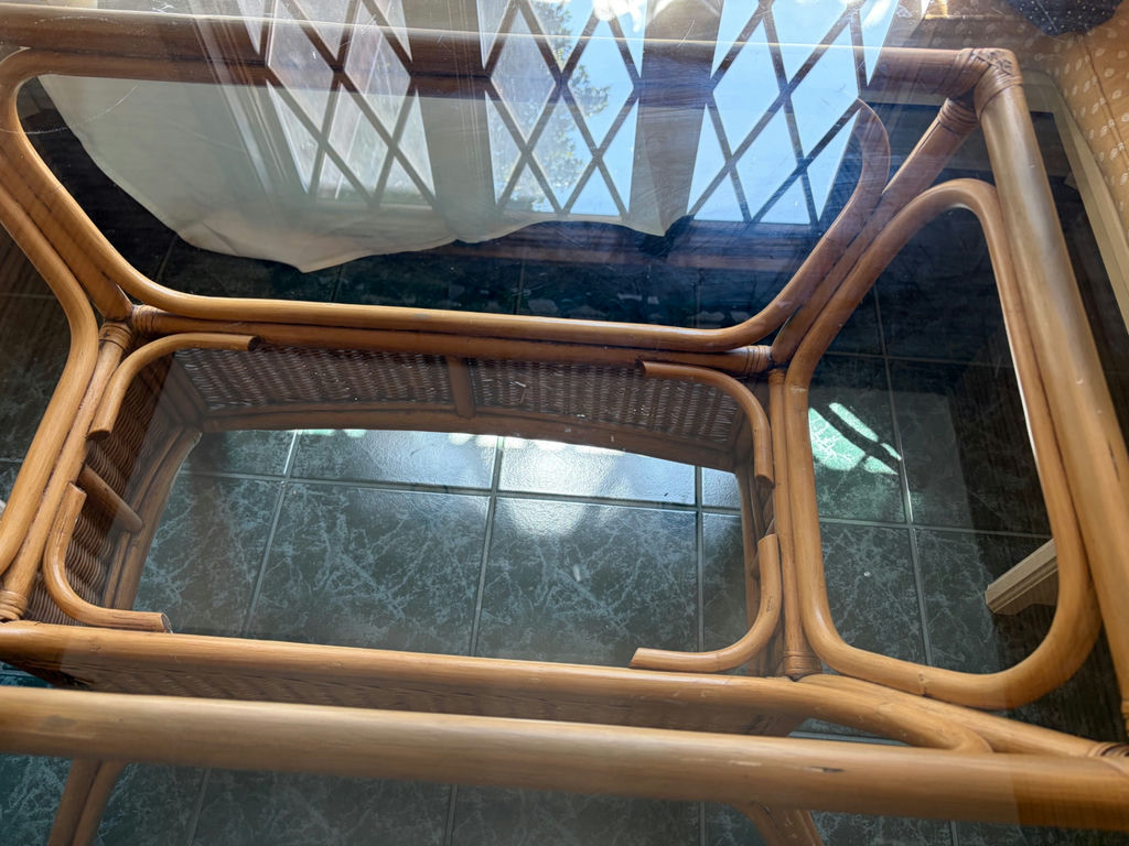 Wicker Table and 2 Chairs with Glass Top - image 3 of 3