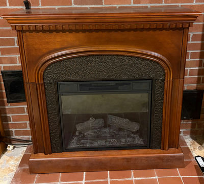 Wooden Fireplace with Electric Insert - Image 1 of 1