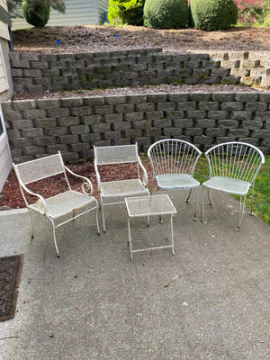 Wrought Iron Vintage Patio Furniture - White - Image 1 of 6