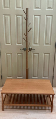 Small wood Table And Coat Rack - Image 1 of 5