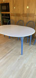 White & Blue Kitchen Table With Leaf And Four Matching Chairs - thumbnail 1 of 11