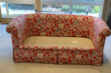 Red Floral Fabric Love Seat - thumbnail 6 of 7