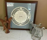 Framed famous Bible Phrase about Love, wooden angel, glass vintage bookends - thumbnail 1 of 10