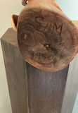 Southwestern Wooden Carved Statue Of Woman With Bowl, And Pedestal, - thumbnail 6 of 7