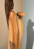 Southwestern Wooden Carved Statue Of Woman With Bowl, And Pedestal, - thumbnail 5 of 7