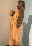 Southwestern Wooden Carved Statue Of Woman With Bowl, And Pedestal, - thumbnail 4 of 7