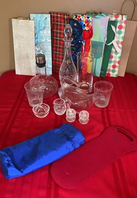 Decanters, Cut glass Pieces, Wine Gift Bags - Image 1 of 6
