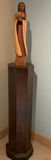 Southwestern Wooden Carved Statue Of Woman With Bowl, And Pedestal, - thumbnail 1 of 7