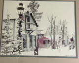 Pair of Framed prints of a Snow Covered small Town - thumbnail 5 of 7