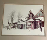 Pair of Framed prints of a Snow Covered small Town - thumbnail 2 of 7
