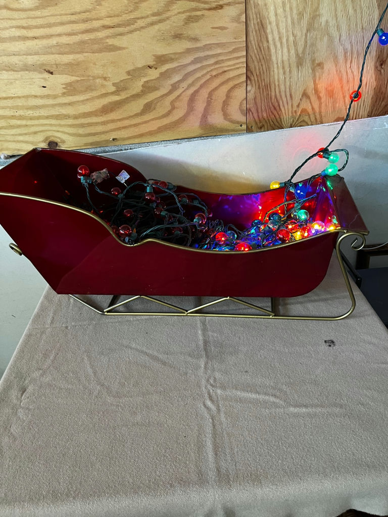 Red Sleigh-Shaped Container with Multicolor Christmas Lights - image 1 of 3