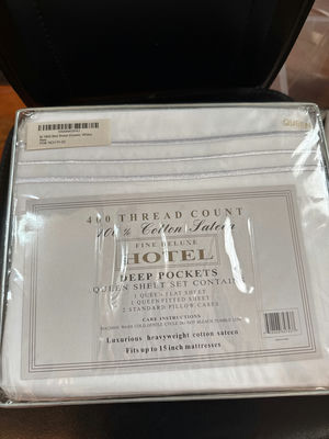Queen Sheet Set, 400 Thread Count 100% Cotton Sateen - Image 1 of 3