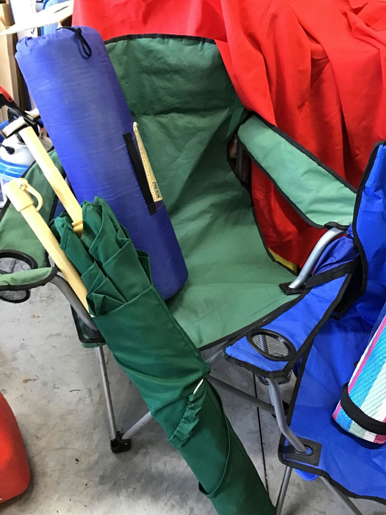 Blue Folding Camping Chair with Rolled Mats - image 2 of 3