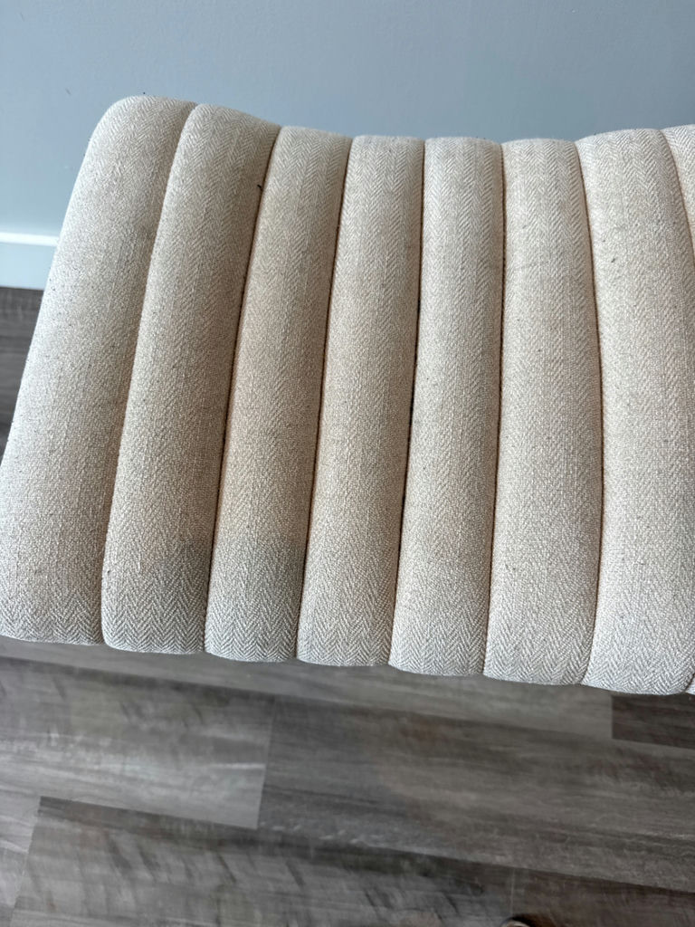 Three beige upholstered stools - image 2 of 5