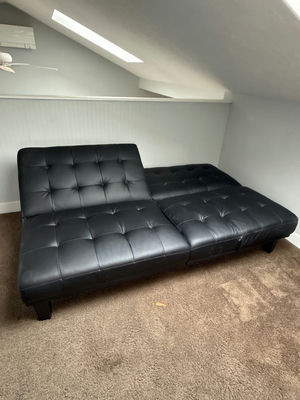 Black tufted leather sofa - Image 1 of 3