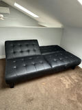 Black tufted leather sofa - thumbnail 1 of 3