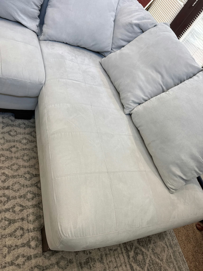 Light gray sectional sofa with chaise and cushions - image 4 of 4