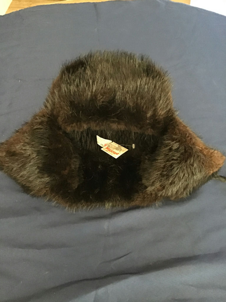 Beaver Fur Hat  with Ear Flaps and a faux fur moose hat - image 3 of 4