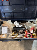 20-inch blue toolbox with orange latches and assorted hardware - thumbnail 3 of 3
