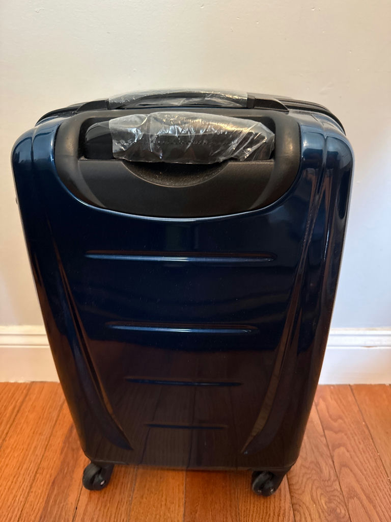 Blue Samsonite hard-shell rolling suitcase - image 4 of 5