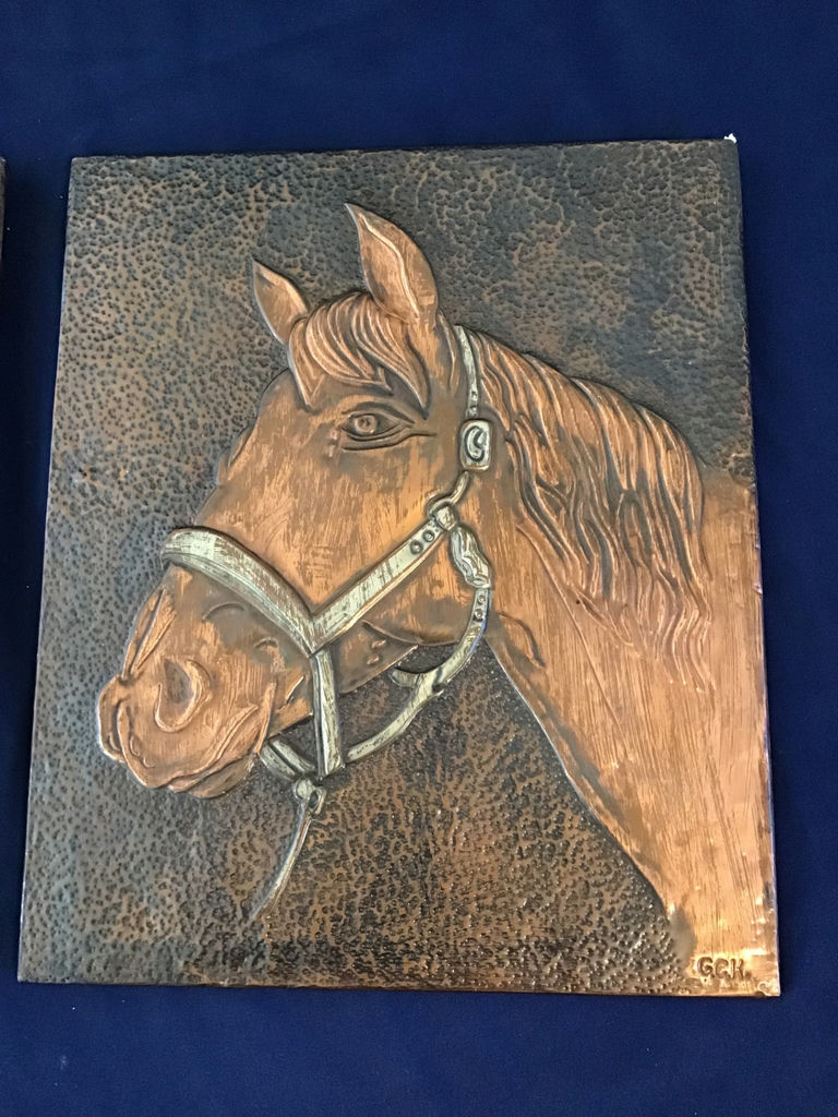 Vintage hammered copper Horse Head Relief Plaques - image 2 of 2
