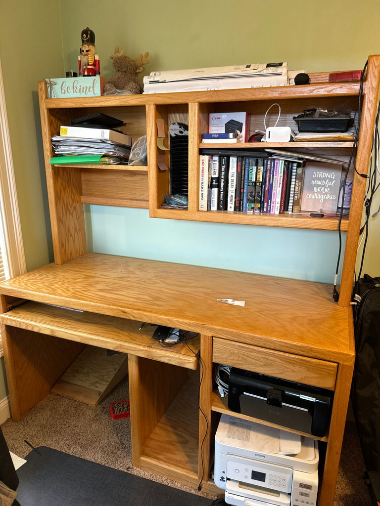 Wooden desk with built-in shelves - image 2 of 2