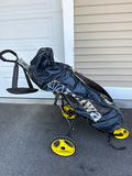 Golf bag with clubs and folding golf cart - thumbnail 1 of 6