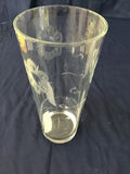 Two glass vases: etched floral clear vase and frosted white vase with clear geometric accents - thumbnail 3 of 3