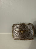 Pair of ornate longhorn steer belt buckles - thumbnail 2 of 4
