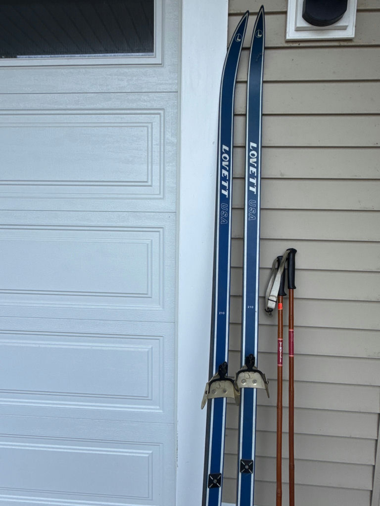 Pair of Lovett USA blue cross-country skis with poles - image 5 of 5