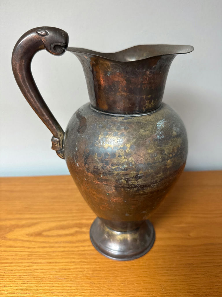 Antique metal pitcher with patina - image 2 of 3
