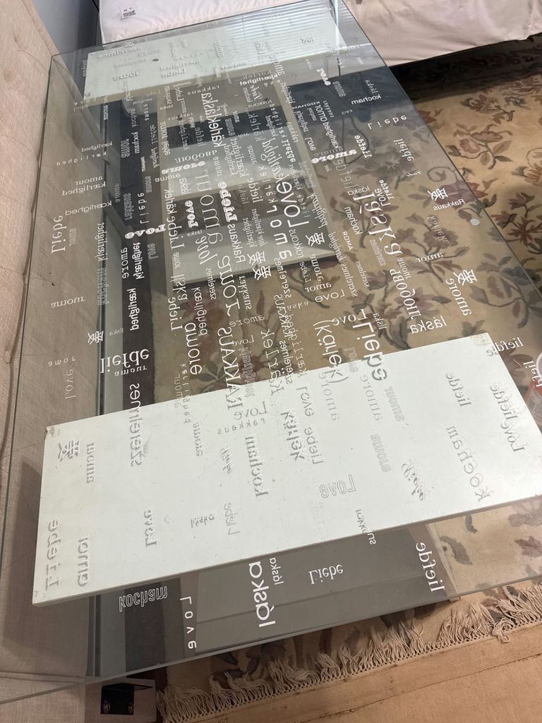 Glass-top desk with white shelf base - image 1 of 5
