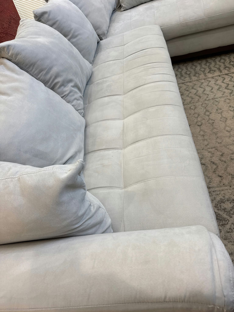 Light gray sectional sofa with chaise and cushions - image 3 of 4