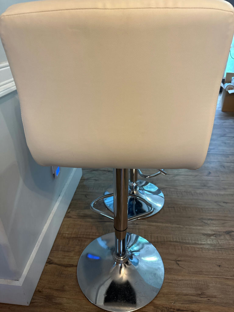 Pair of white tufted bar stools - image 5 of 5