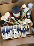 Assorted paint supplies including acrylics and spray paints - BOX IS HEAVY - thumbnail 1 of 3