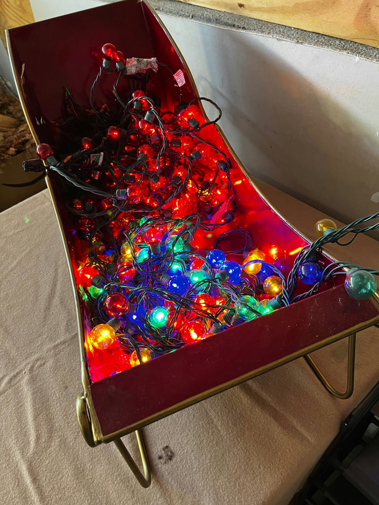 Red Sleigh-Shaped Container with Multicolor Christmas Lights - image 2 of 3