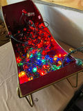 Red Sleigh-Shaped Container with Multicolor Christmas Lights - thumbnail 2 of 3