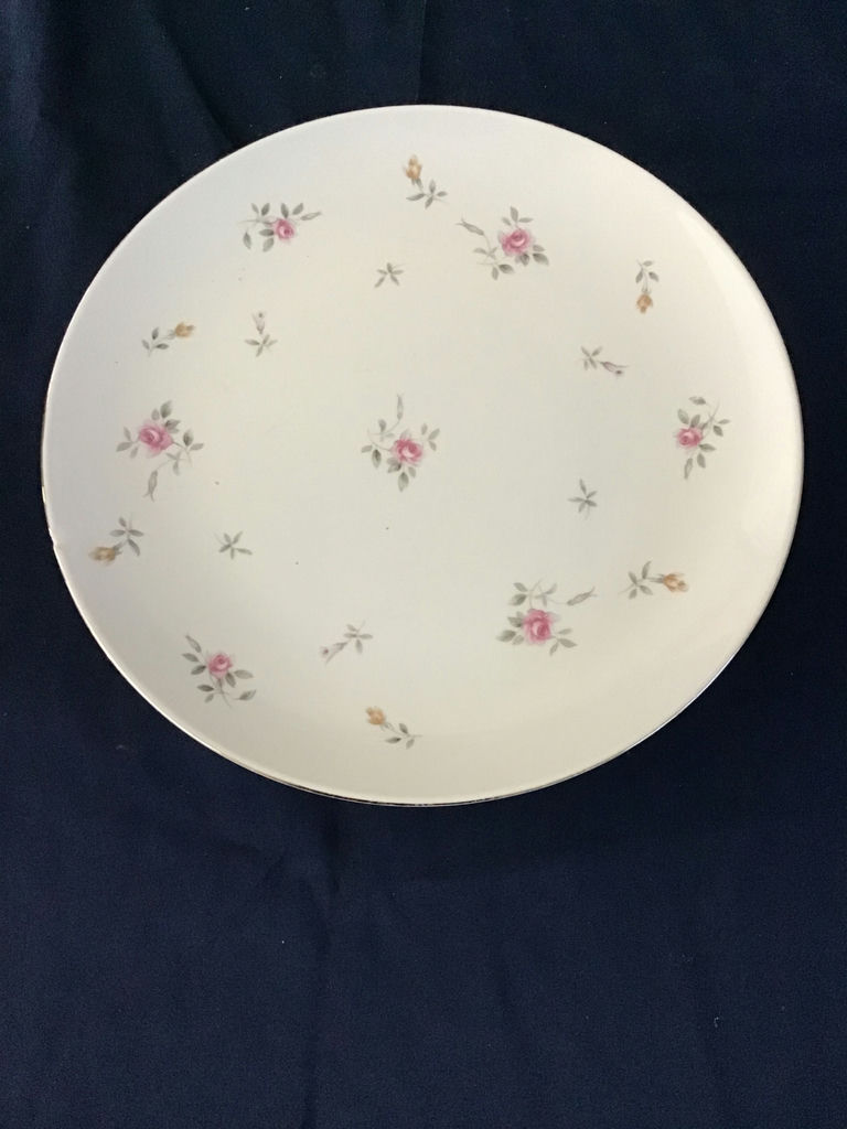 7 Porcelain plates with pink rose floral pattern - image 1 of 2