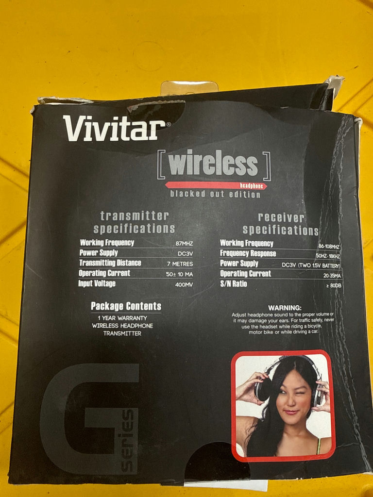 Vivitar Wireless Headphones Packaging (Black Edition) - image 1 of 2