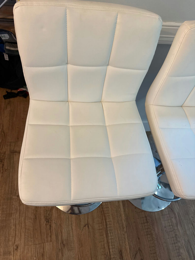 Pair of white tufted bar stools - image 3 of 5