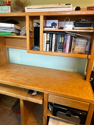 Wooden desk with built-in shelves - Image 1 of 2