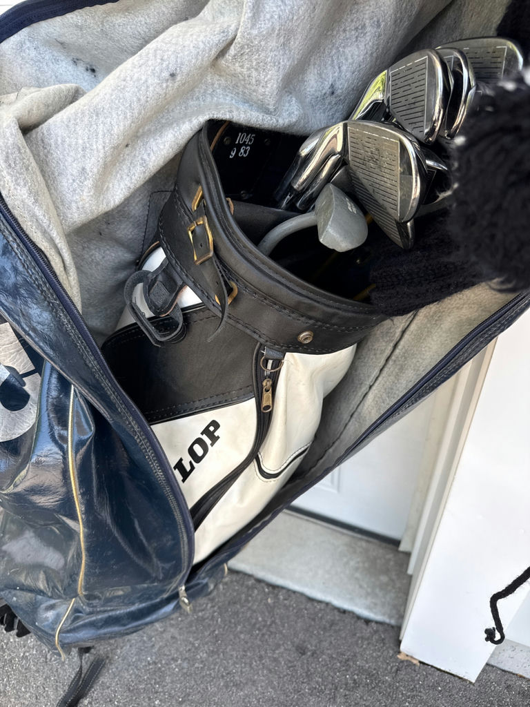 Golf bag with clubs and folding golf cart - image 4 of 6
