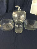 Clear glassware set: apple-shaped container, bowls, jar, and dish - thumbnail 2 of 2
