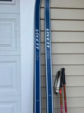 Pair of Lovett USA blue cross-country skis with poles - thumbnail 2 of 5