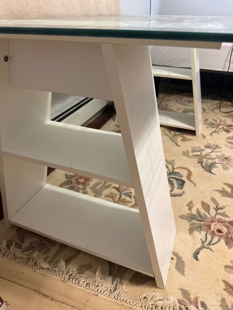 Glass-top desk with white shelf base - image 3 of 5