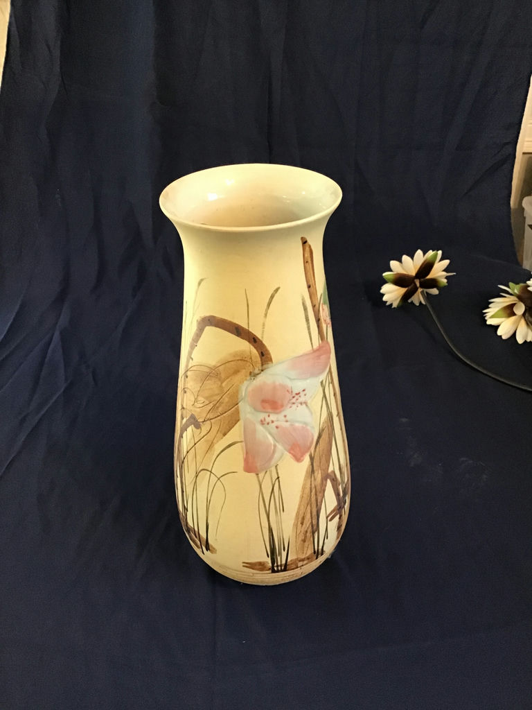 Decorative ceramic vase with botanical painting 18 inches - image 2 of 3
