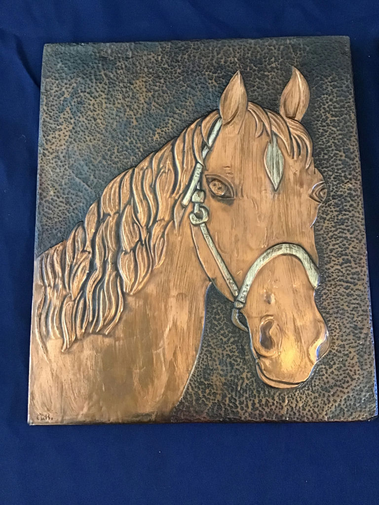 Vintage hammered copper Horse Head Relief Plaques - image 1 of 2