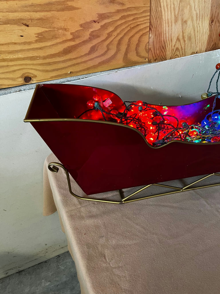 Red Sleigh-Shaped Container with Multicolor Christmas Lights - image 3 of 3